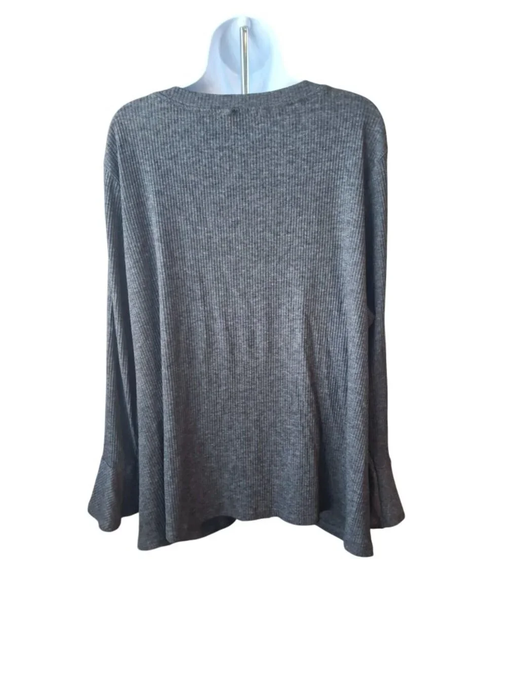 BloomChic Knit Cardigan 2XL Gray Rib Boho Soft Girl Cozy Lounge Plus_2